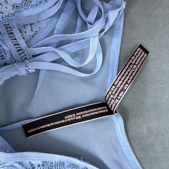 Victoria's Secret Very Sexy Cheeky Panty Size Medium Blue Strappy Mesh Lace - Picture 8 of 9
